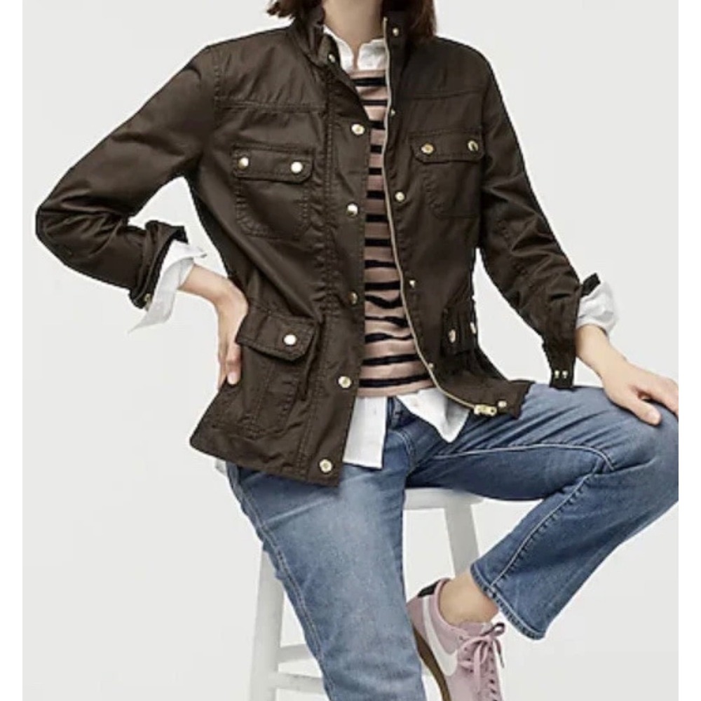 J.Crew Downtown Waxed Field Jacket XXS Mossy Green Utility Military Safari Fall